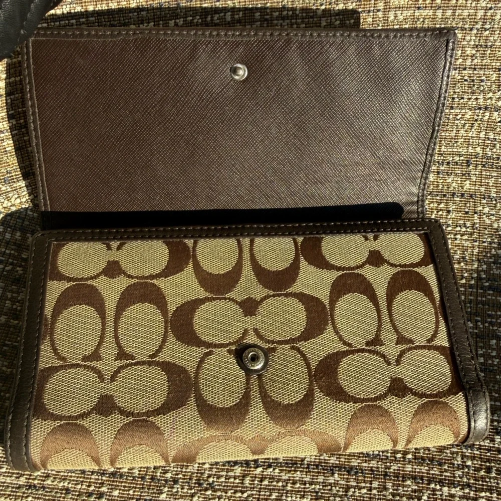 Coach Signature Brown and Tan Wallet